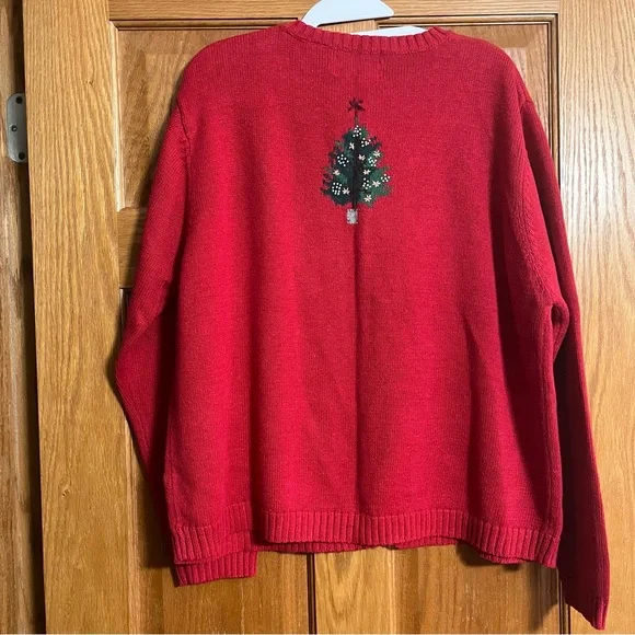 VTG Women’s Christmas Embroidered Cardigan Red SZ XL - Picture 2 of 7